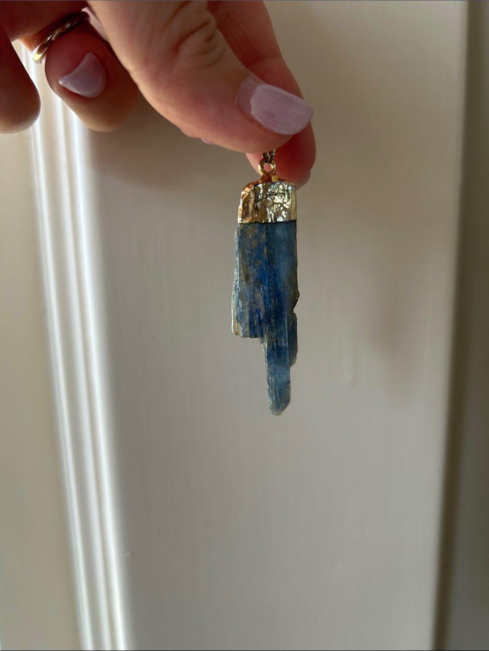 Blue Kyanite Pendant Necklace - Gold Accent